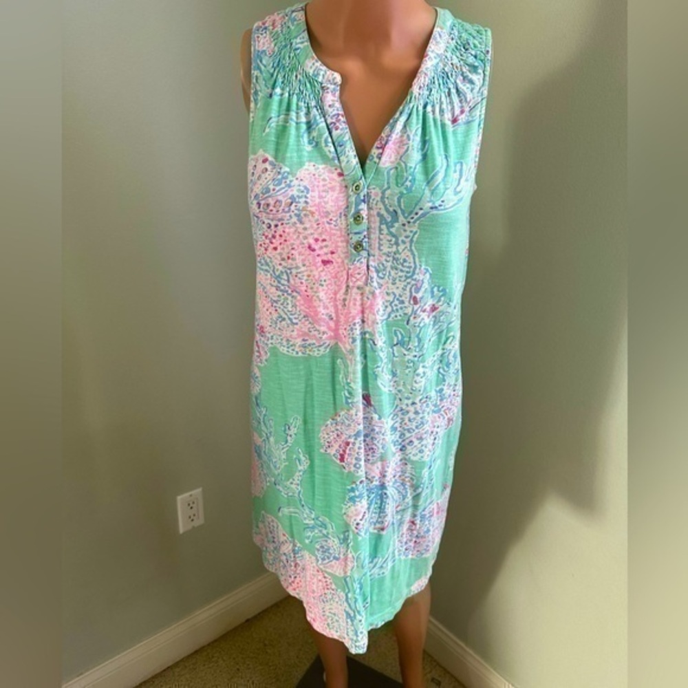 Lilly Pulitzer Ocean Coral Reef Sleeveless Dress Cotton Modal Size XS